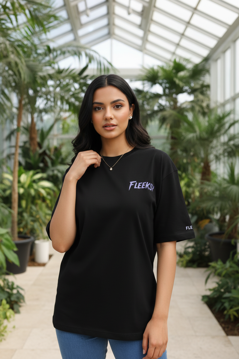 Fleeksy Butterfly Graphic Oversized T-Shirt – Night Black