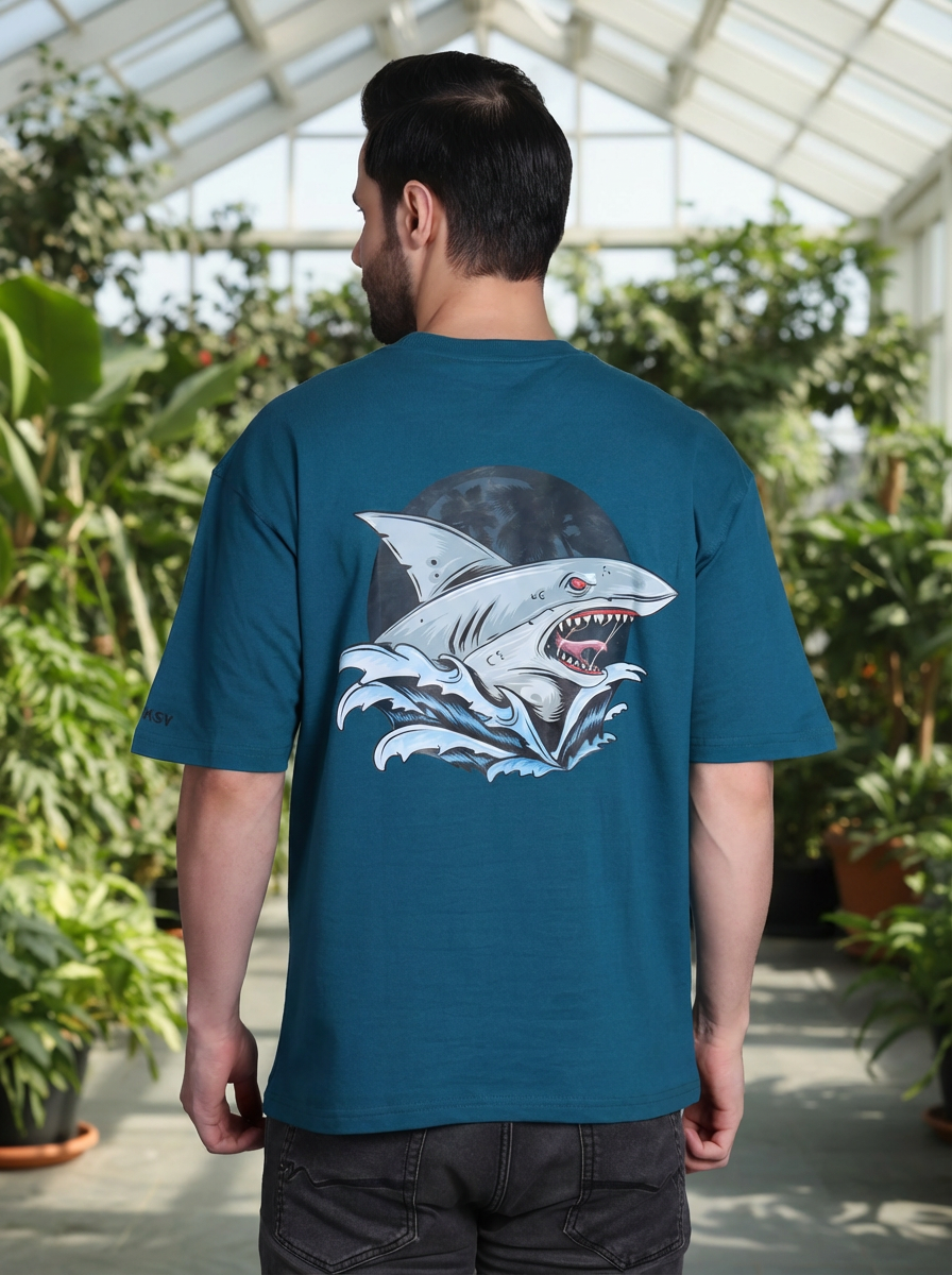 Fleeksy Urban Rider Oversized T-Shirt – Teal Blue