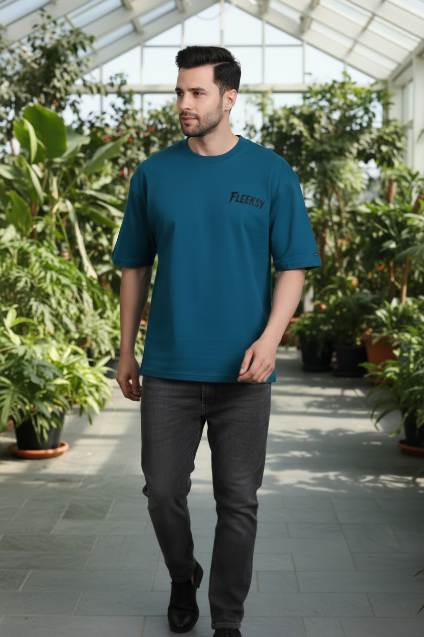 Fleeksy Urban Rider Oversized T-Shirt – Teal Blue