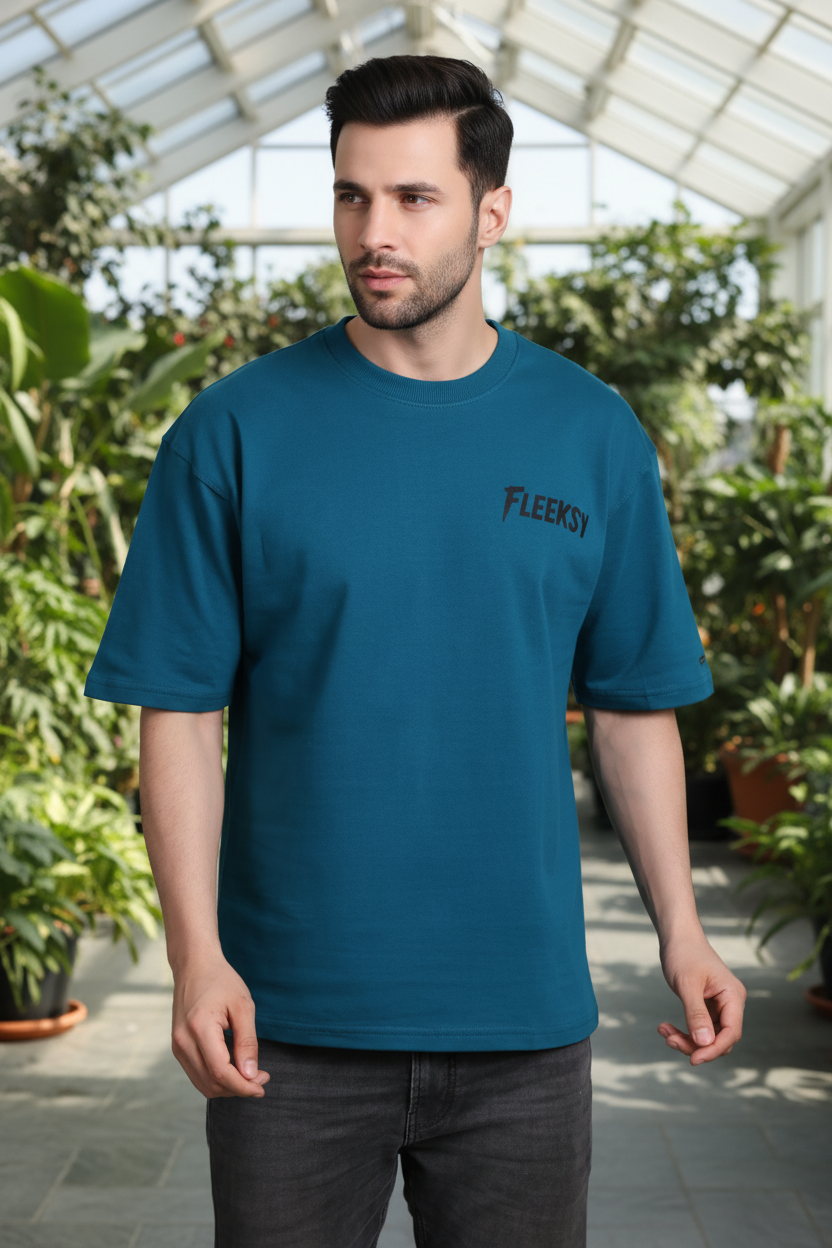 Fleeksy Urban Rider Oversized T-Shirt – Teal Blue