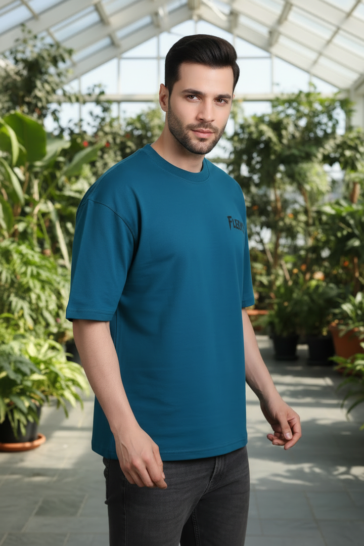 Fleeksy Urban Rider Oversized T-Shirt – Teal Blue