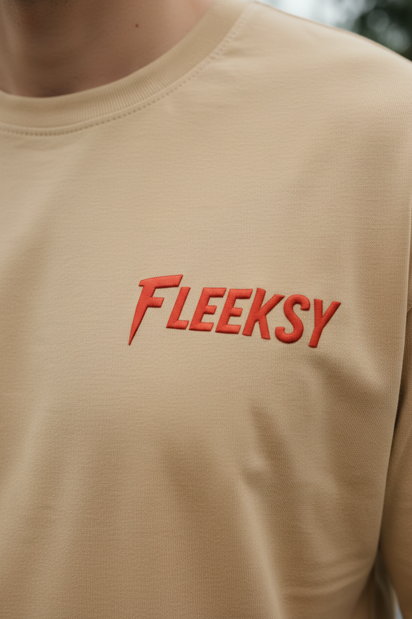 Fleeksy Luxe Comfort Oversized T-Shirt – Sand Beige