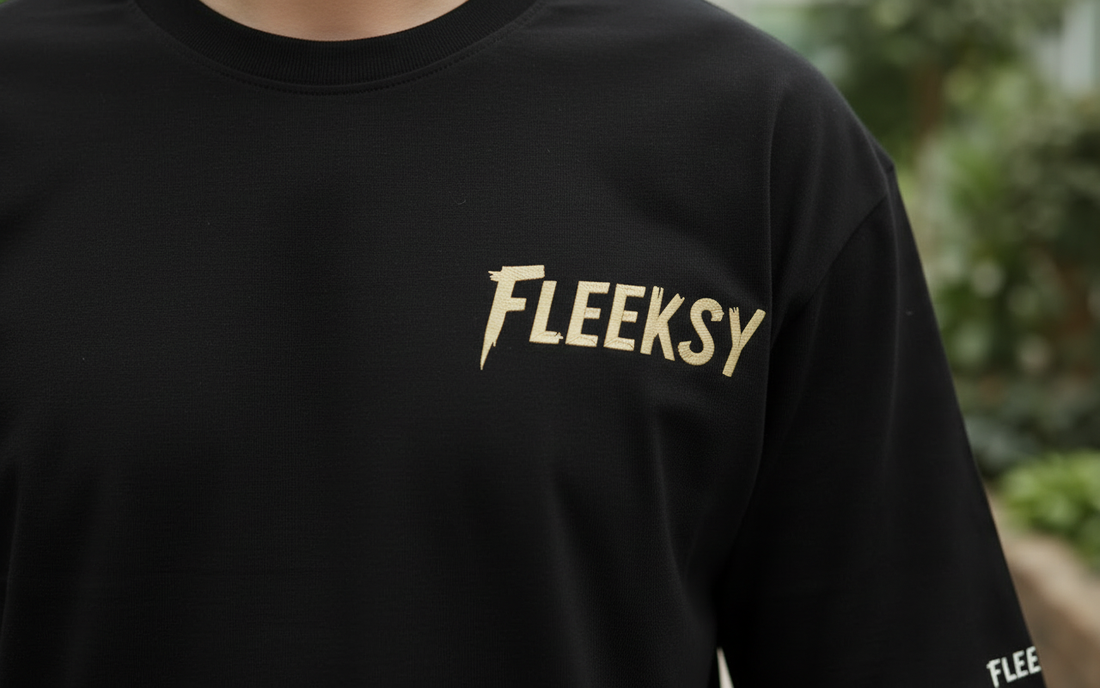Fleeksy Stunt Rider Graphic Oversized T-Shirt – Black