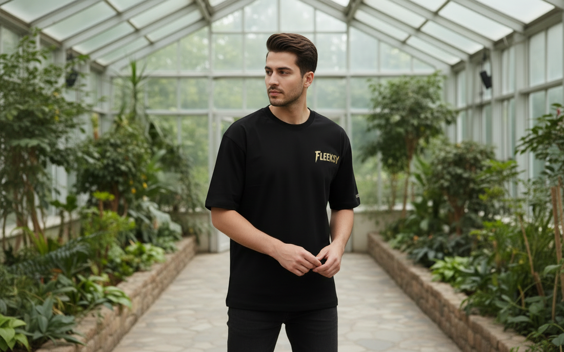 Fleeksy Stunt Rider Graphic Oversized T-Shirt – Black