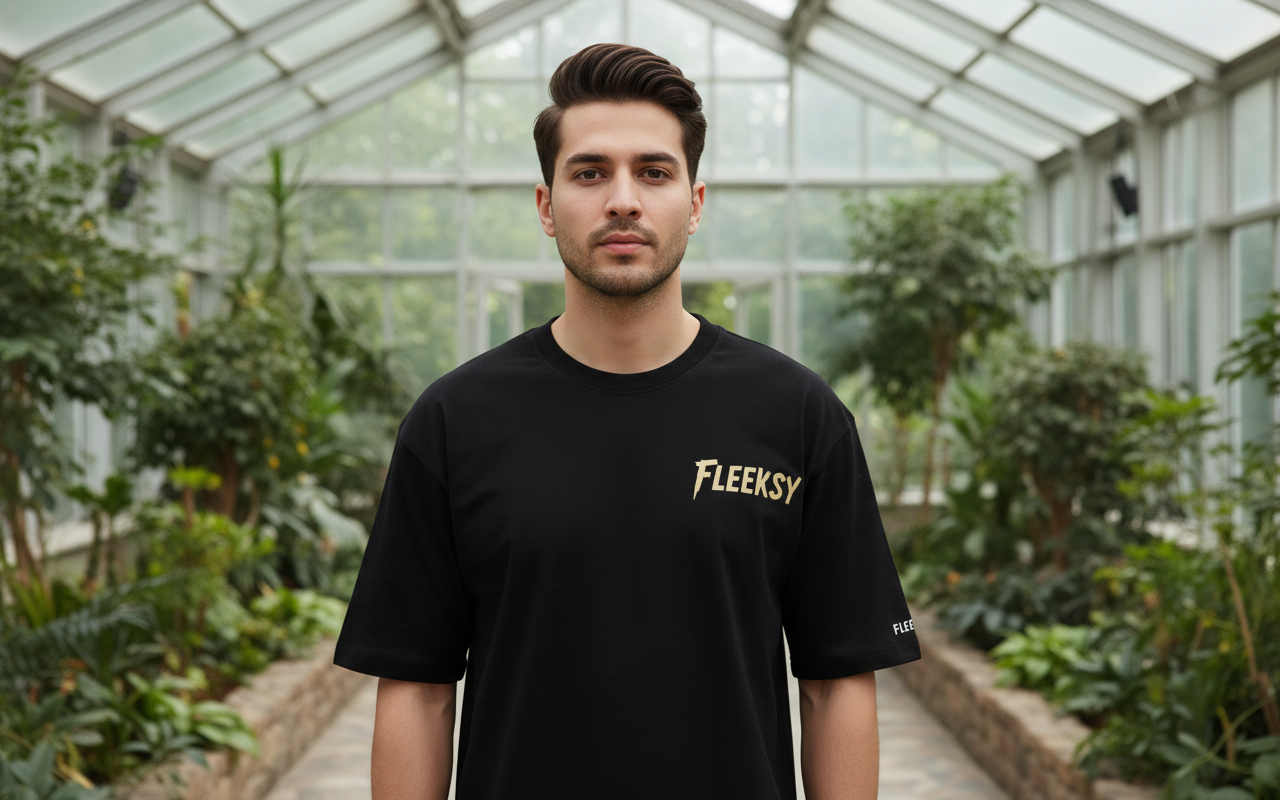 Fleeksy Stunt Rider Graphic Oversized T-Shirt – Black