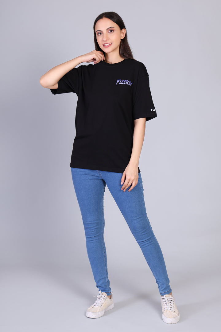 Fleeksy Butterfly Graphic Oversized T-Shirt – Night Black