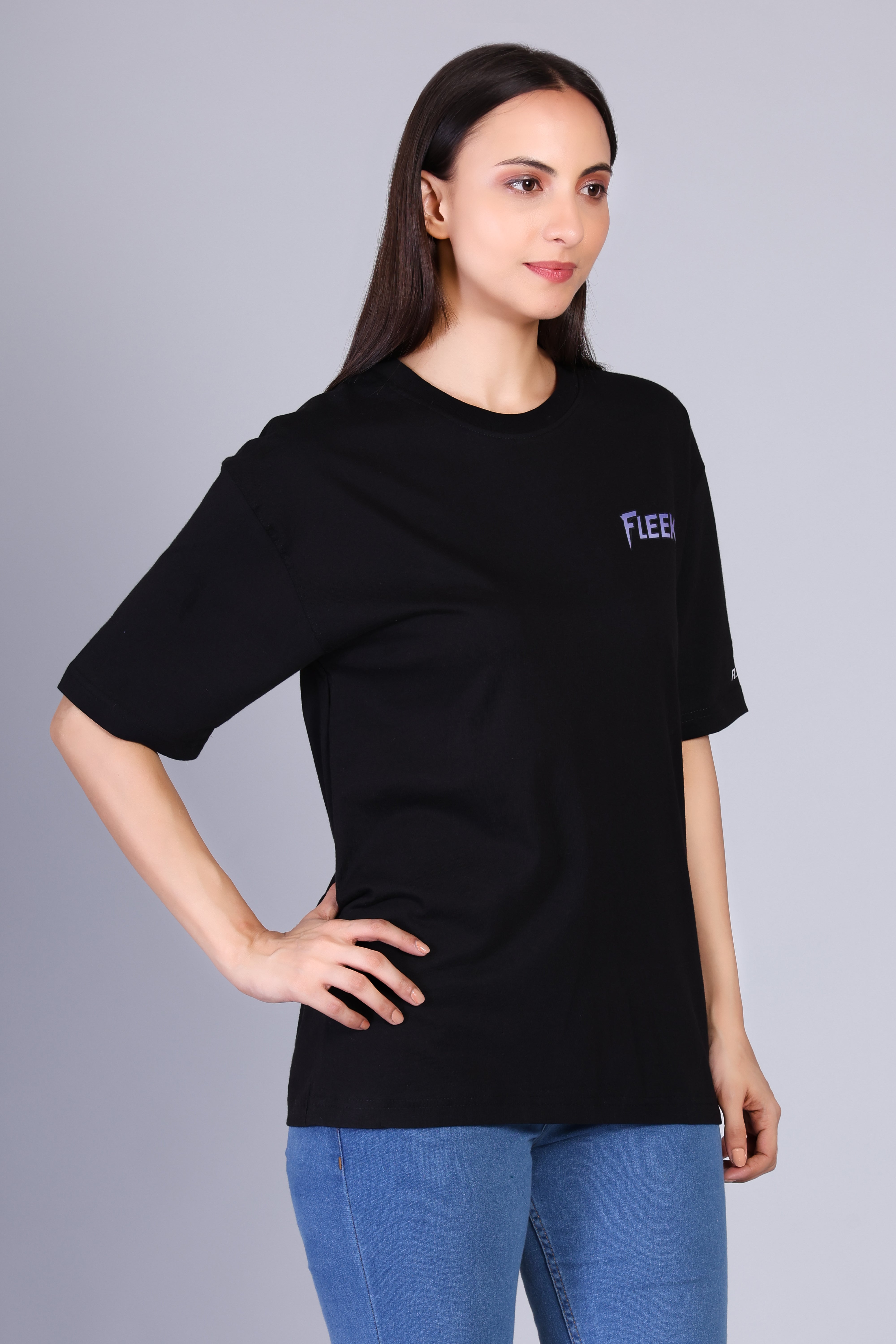 Fleeksy Butterfly Graphic Oversized T-Shirt – Night Black