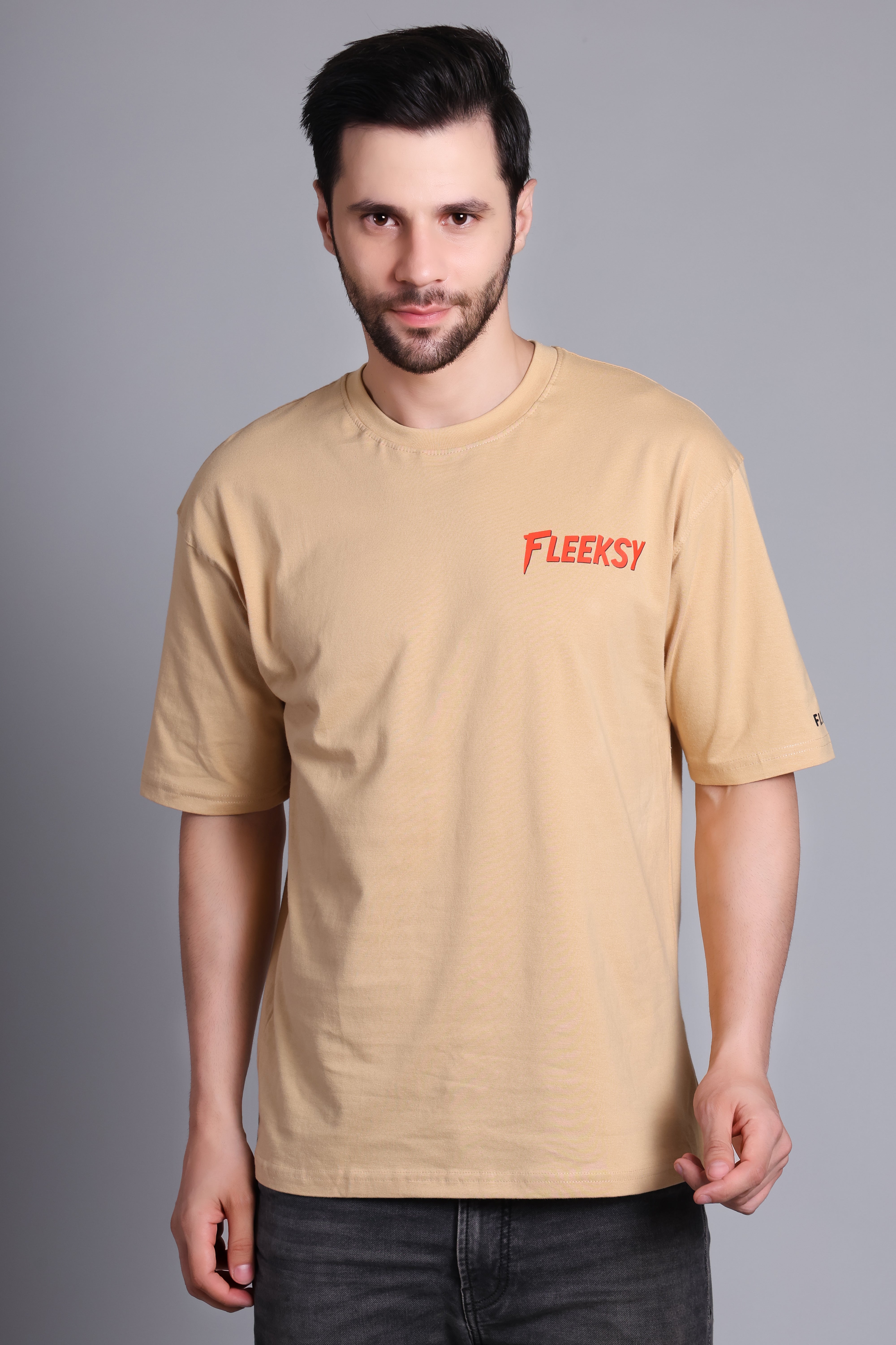 Fleeksy Luxe Comfort Oversized T-Shirt – Sand Beige