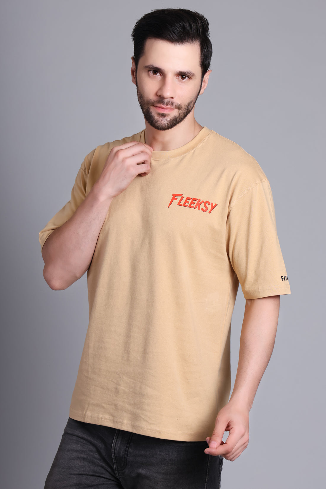 Fleeksy Luxe Comfort Oversized T-Shirt – Sand Beige