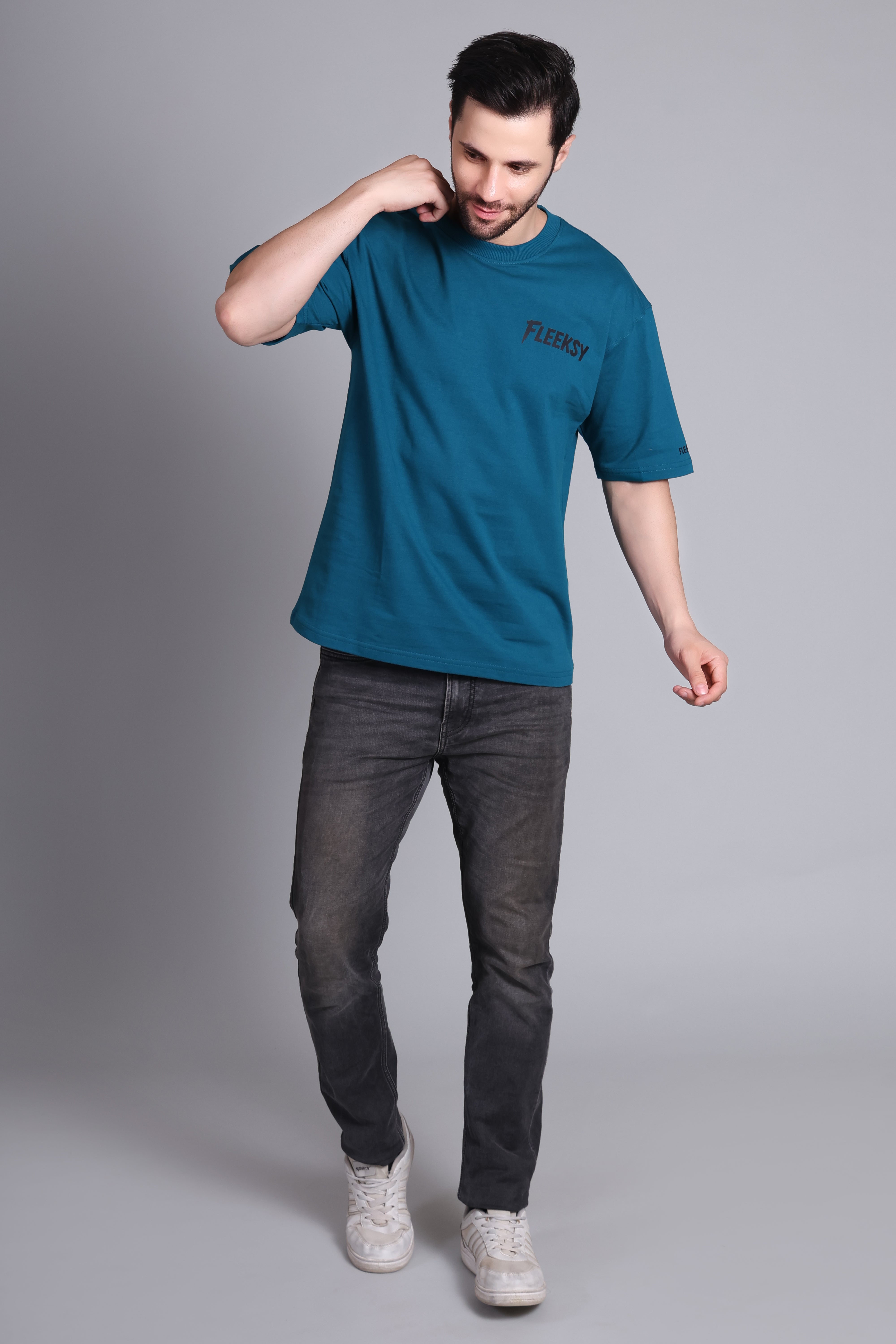 Fleeksy Urban Rider Oversized T-Shirt – Teal Blue