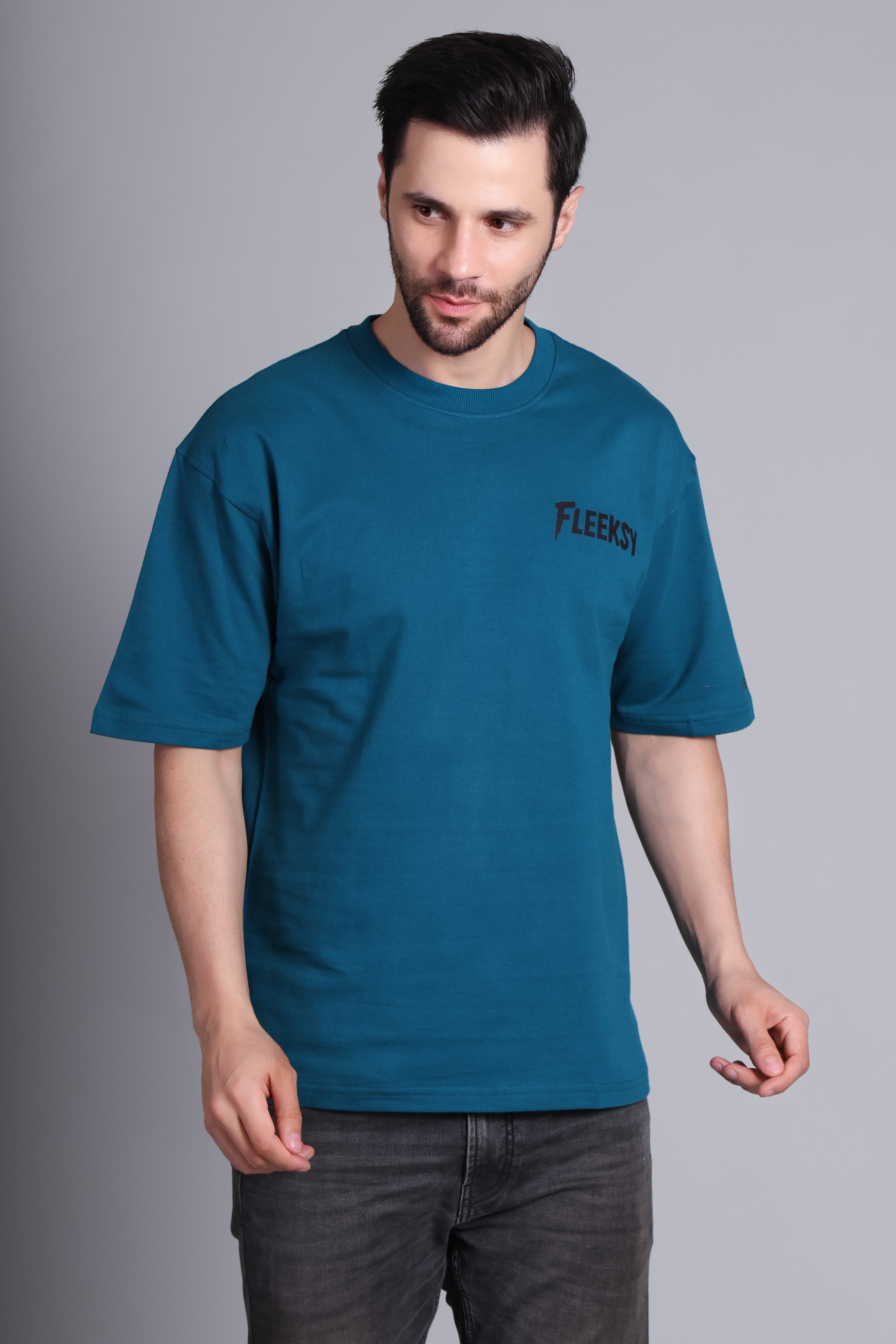 Fleeksy Urban Rider Oversized T-Shirt – Teal Blue