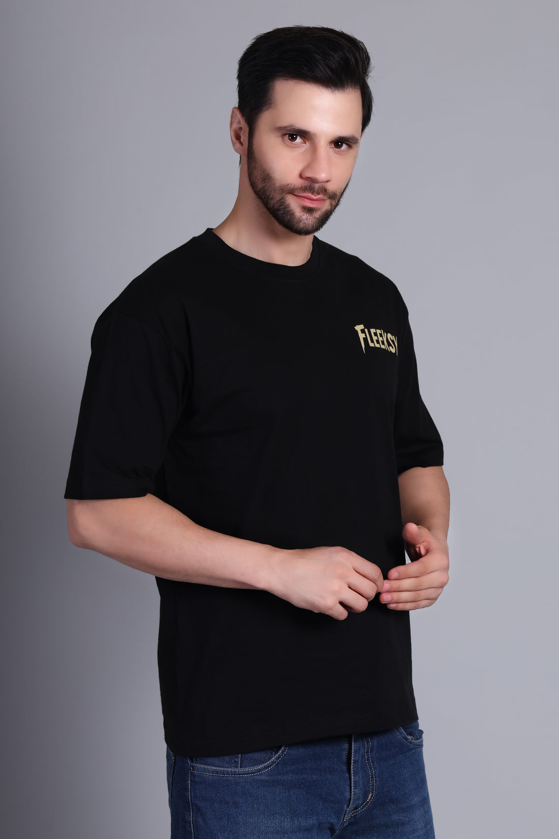 Fleeksy Stunt Rider Graphic Oversized T-Shirt – Black