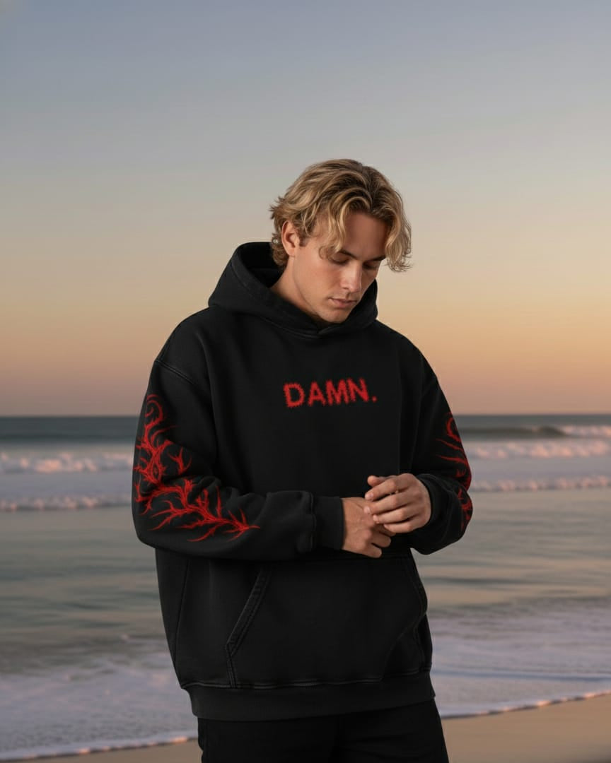 Kendrick Lamar DAMN. Album Inspired Hoodie | Premium Streetwear Black Graphic Sweatshirt