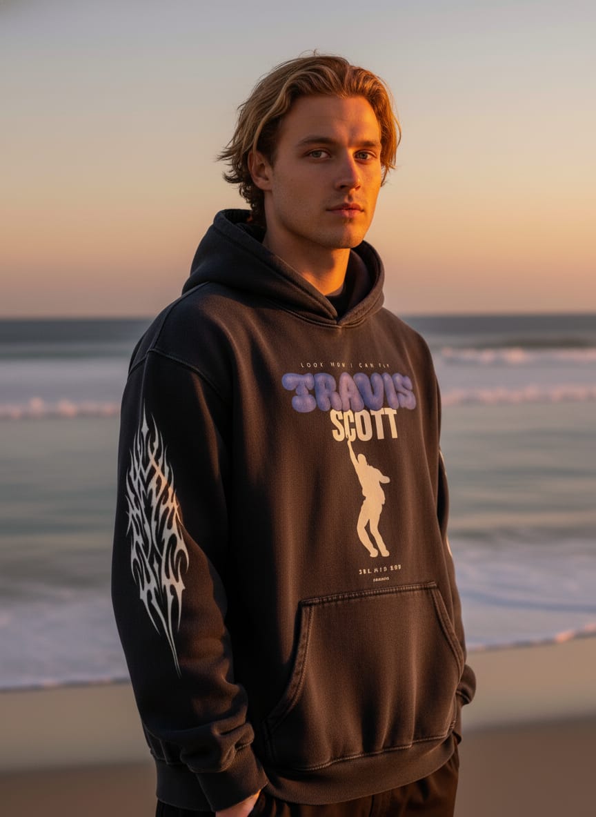 Travis Scott 'Look Mom I Can Fly' Astroworld Stargazing Hoodie - Black