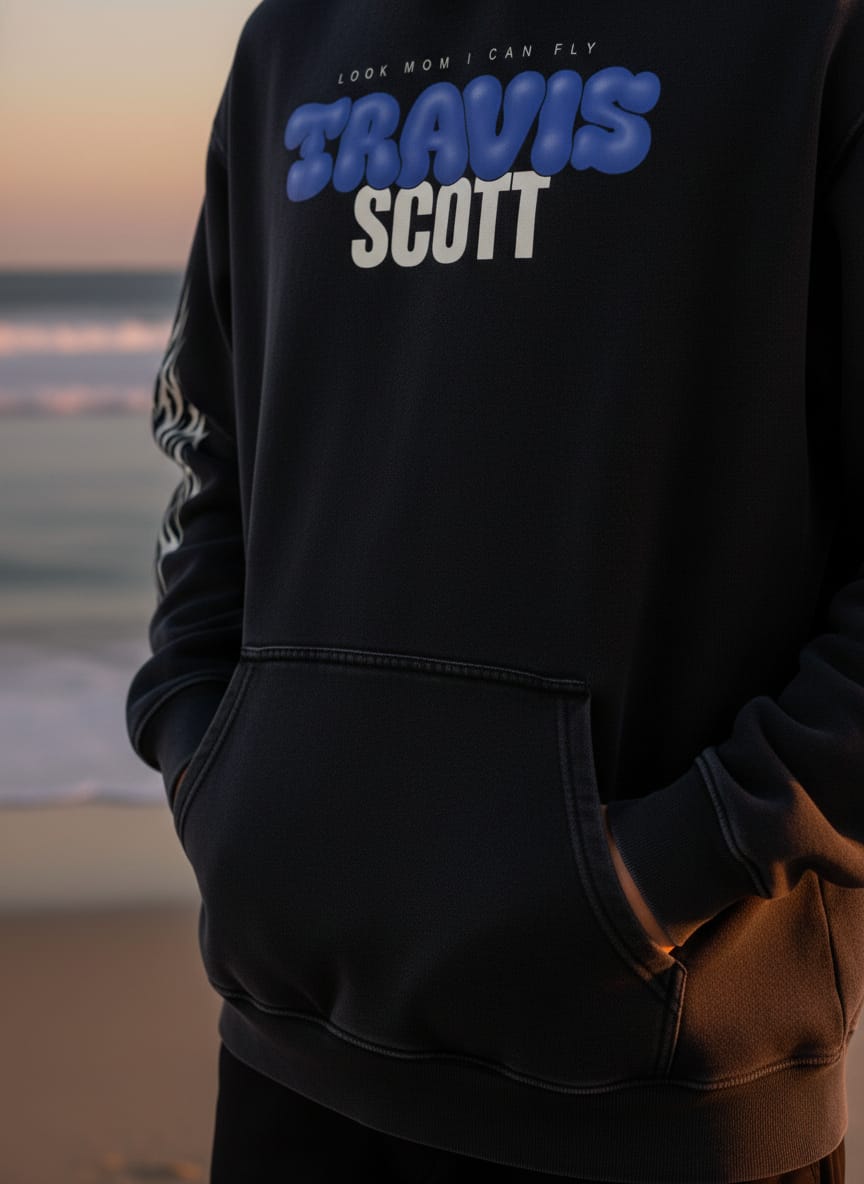Travis Scott 'Look Mom I Can Fly' Astroworld Stargazing Hoodie - Black