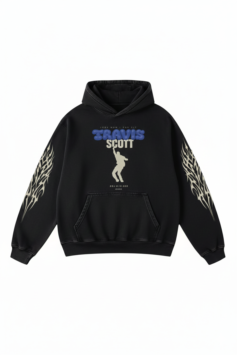 Travis Scott 'Look Mom I Can Fly' Astroworld Stargazing Hoodie - Black