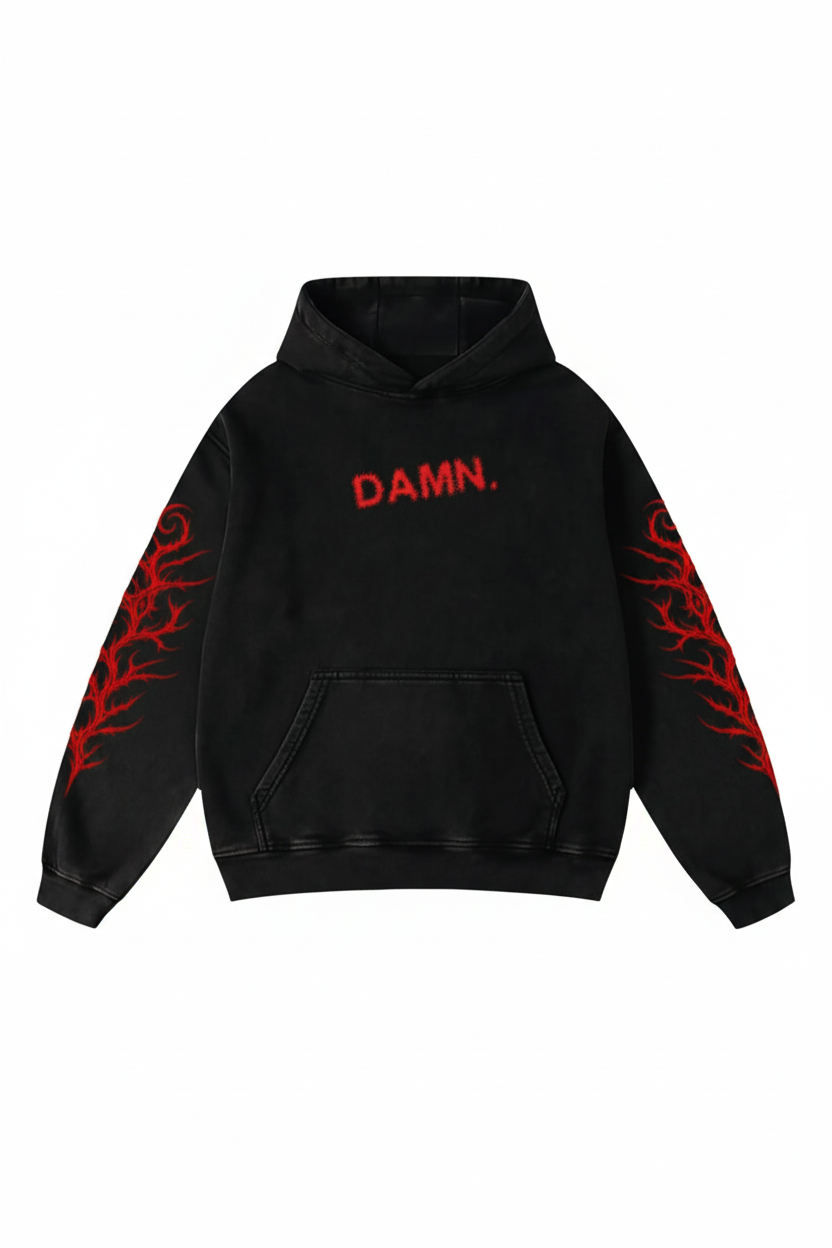 Kendrick Lamar DAMN. Album Inspired Hoodie | Premium Streetwear Black Graphic Sweatshirt