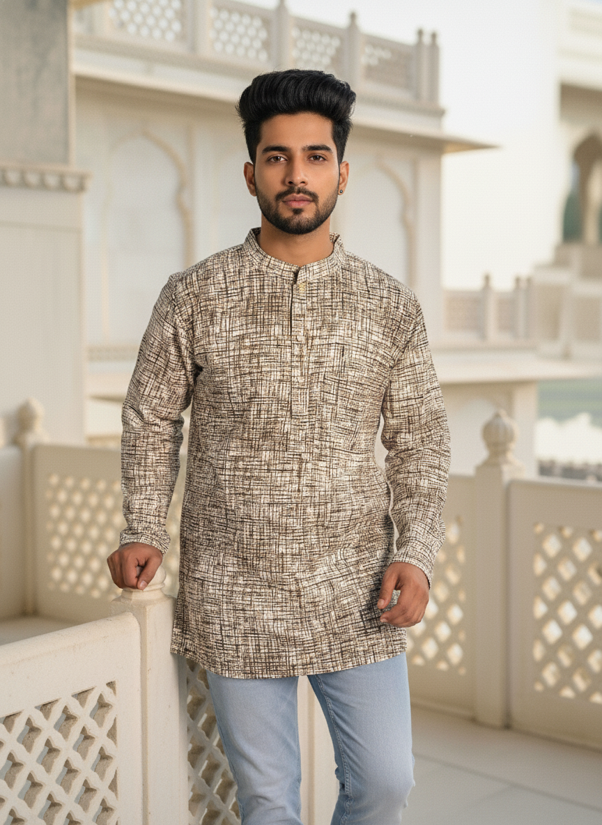 Men’s Textured Cotton Kurta – Casual & Festive Wear | Fleeksy Exclusive