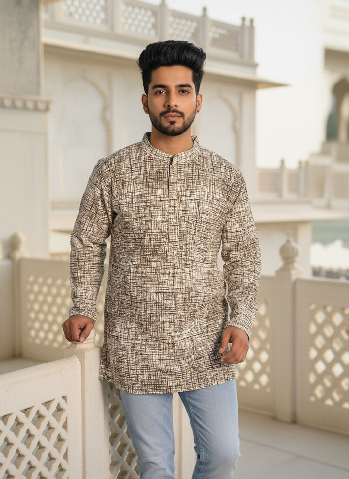 Men’s Textured Cotton Kurta – Casual & Festive Wear | Fleeksy Exclusive