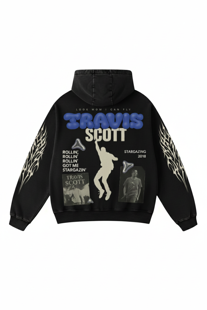 Travis Scott 'Look Mom I Can Fly' Astroworld Stargazing Hoodie - Black