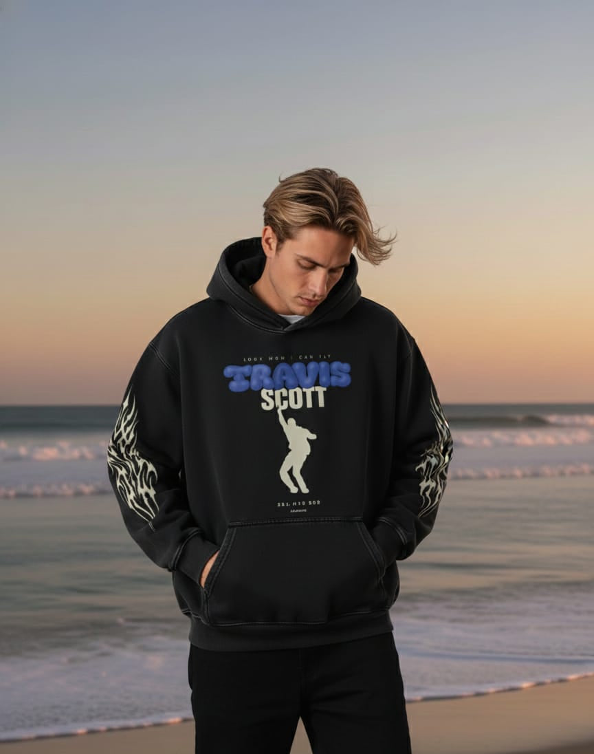 Travis Scott 'Look Mom I Can Fly' Astroworld Stargazing Hoodie - Black